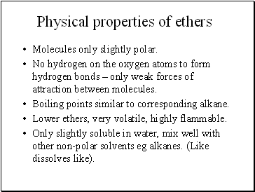 Properties Of Ethers